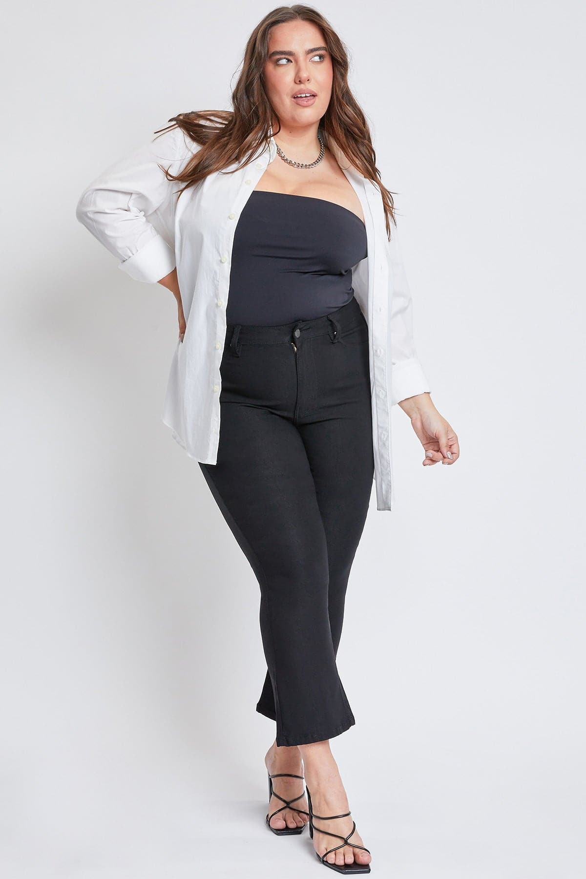Women's Plus Hyperstretch Cropped Kick Flare Pants YMI JEANS